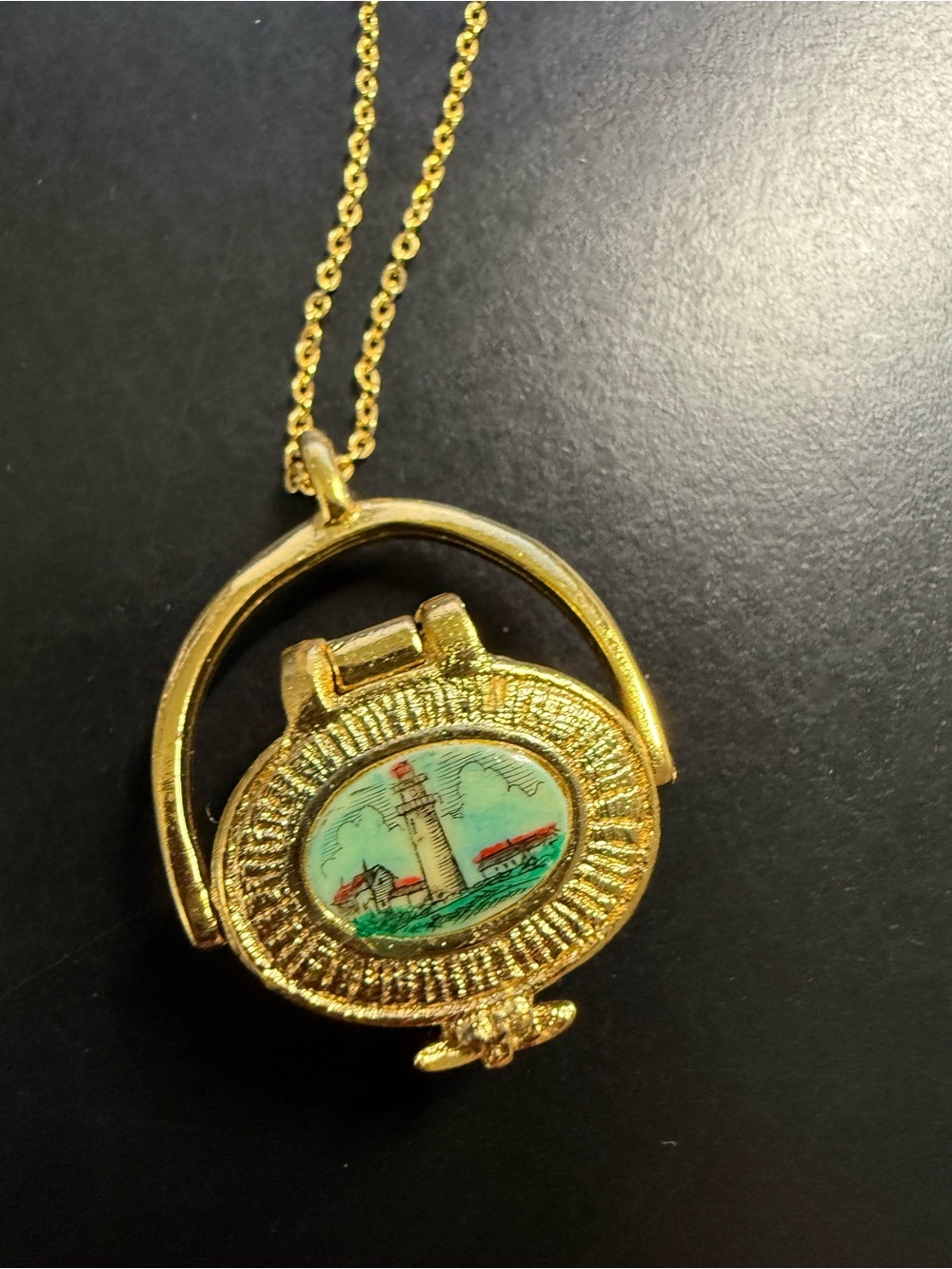 Vintage Gold-Tone Lighthouse Spinner Pendant - Women Jewelry